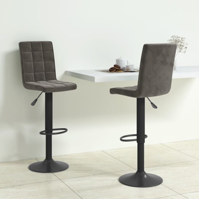 Tabourets de bar lot de 2 gris foncé velours – Image 1