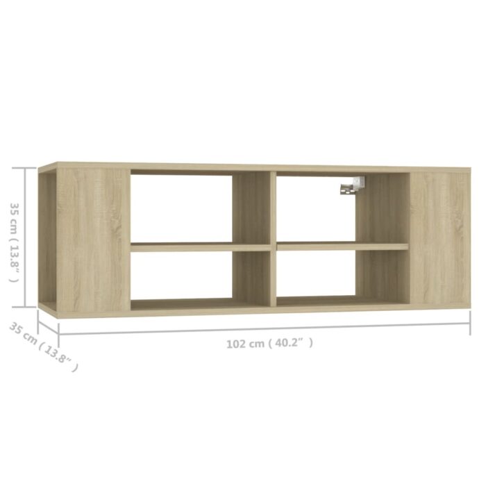 Meuble TV mural Chêne sonoma 102x35x35 cm Bois d’ingénierie – Image 5