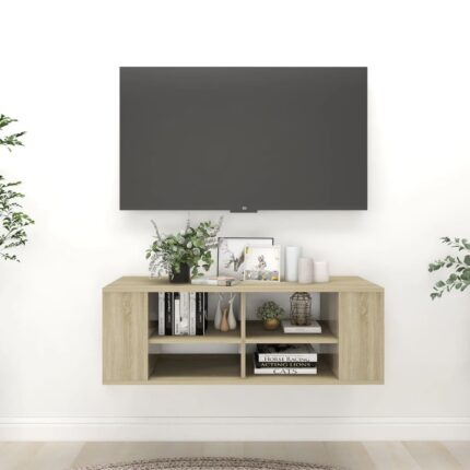 Meuble TV mural Chêne sonoma 102x35x35 cm Bois d’ingénierie