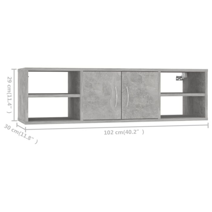 Étagère murale Gris béton 102x30x29 cm Bois d’ingénierie – Image 6