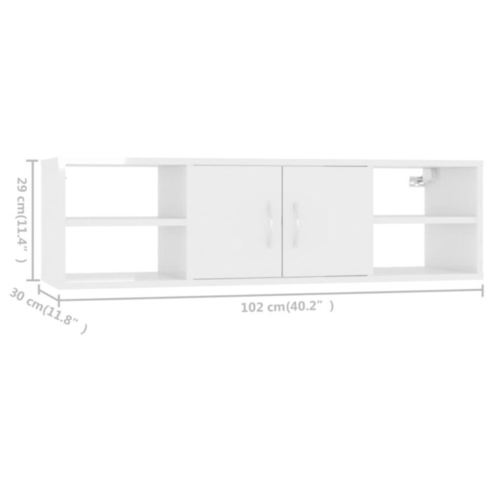 Étagère murale Blanc brillant 102x30x29 cm Bois d’ingénierie – Image 6