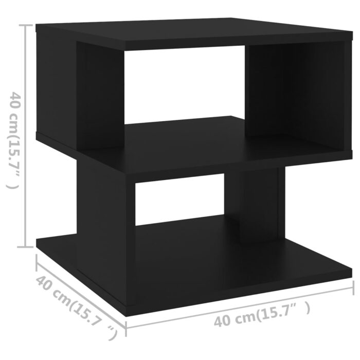 Table d'appoint Noir 40x40x40 cm Aggloméré – Image 4