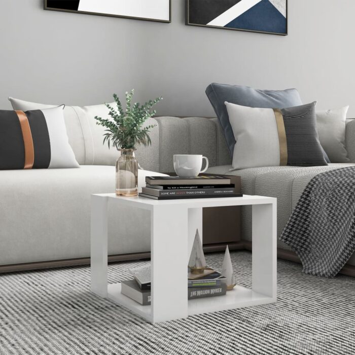 Table basse Blanc 40x40x30 cm Bois d'ingénierie – Image 1
