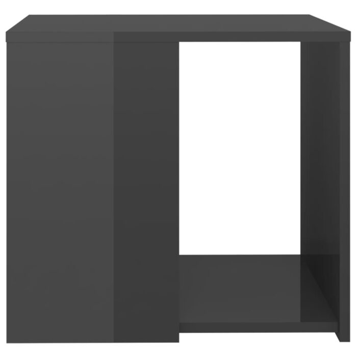 Table d'appoint gris brillant 50x50x45 cm bois d'ingénierie – Image 3