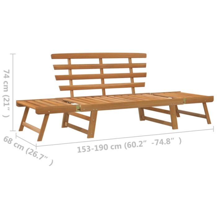 Banc de jardin 2-en-1 190 cm Bois solide d'acacia – Image 7