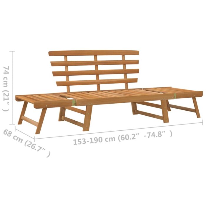 Banc de jardin 2-en-1 190 cm Bois solide d'acacia – Image 8
