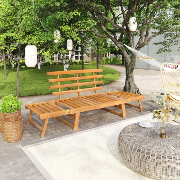 Banc de jardin 2-en-1 190 cm Bois solide d'acacia – Image 1
