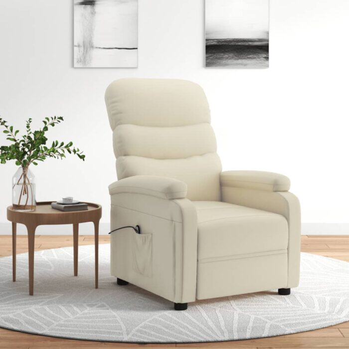 Fauteuil inclinable électrique Crème Similicuir – Image 1