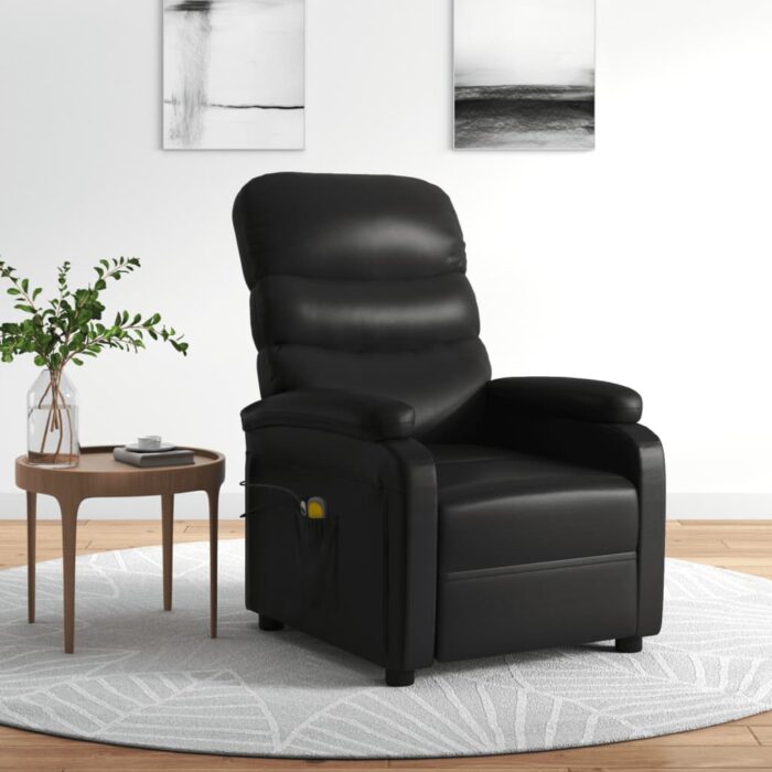 Fauteuil électrique de massage Noir Similicuir – Image 1
