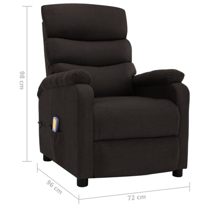 Fauteuil électrique de massage Marron foncé Tissu – Image 9