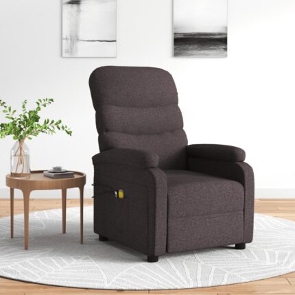 Fauteuil électrique de massage Marron foncé Tissu