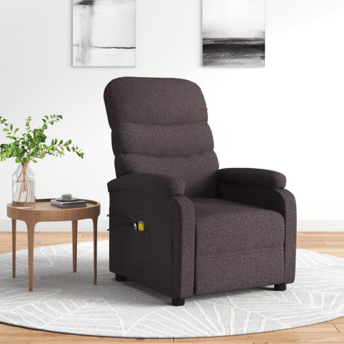 Fauteuil électrique de massage Marron foncé Tissu – Image 1
