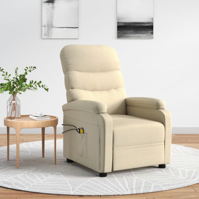 Fauteuil électrique de massage Crème Tissu – Image 1