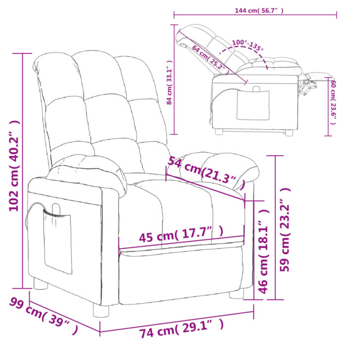 Fauteuil inclinable électrique Marron Tissu – Image 10