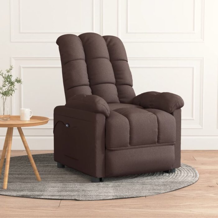 Fauteuil inclinable électrique Marron foncé Tissu – Image 1