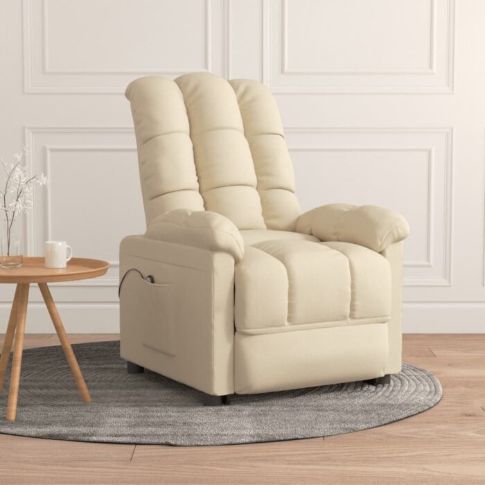 Fauteuil inclinable électrique Crème Tissu – Image 1