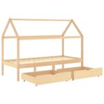 Cadre de lit d'enfant avec tiroirs Bois de pin massif 90x200 cm – Image 3