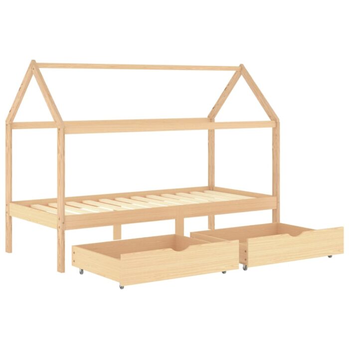 Cadre de lit d'enfant avec tiroirs Bois de pin massif 90x200 cm – Image 3