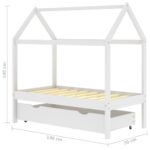 Cadre de lit d'enfant avec un tiroir Blanc Pin massif 70x140 cm – Image 5