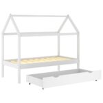 Cadre de lit enfant avec tiroir blanc bois pin massif 80x160 cm – Image 3