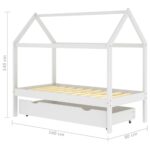Cadre de lit enfant avec tiroir blanc bois pin massif 80x160 cm – Image 5