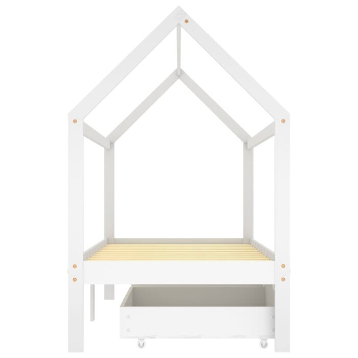 Cadre de lit d'enfant avec tiroirs Blanc Pin massif 90x200 cm – Image 2