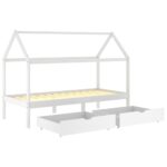 Cadre de lit d'enfant avec tiroirs Blanc Pin massif 90x200 cm – Image 3