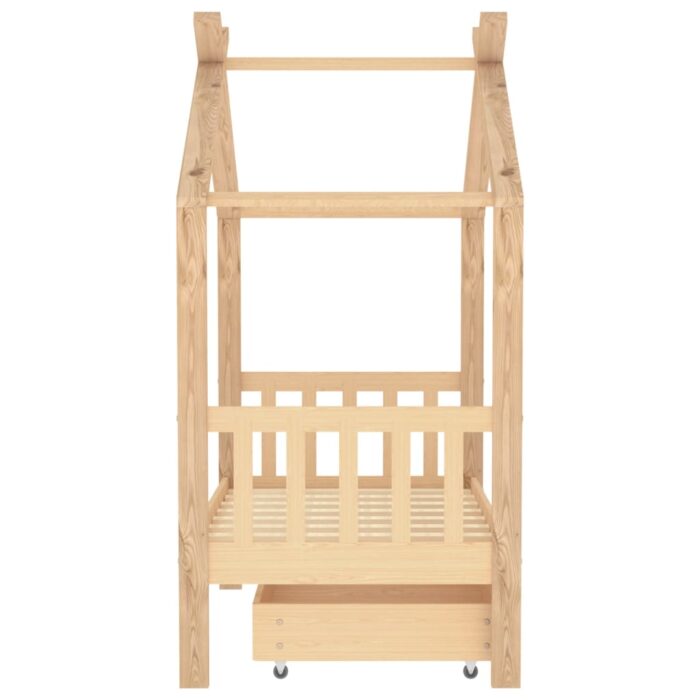 Cadre de lit d'enfant avec tiroir bois de pin massif 70x140 cm – Image 2