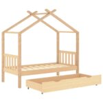 Cadre de lit enfant avec tiroir bois de pin massif 80x160 cm – Image 3