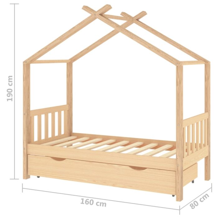 Cadre de lit enfant avec tiroir bois de pin massif 80x160 cm – Image 5