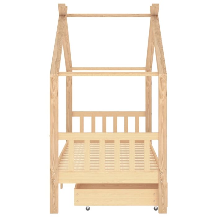 Cadre de lit enfant avec tiroirs bois de pin massif 90x200 cm – Image 2
