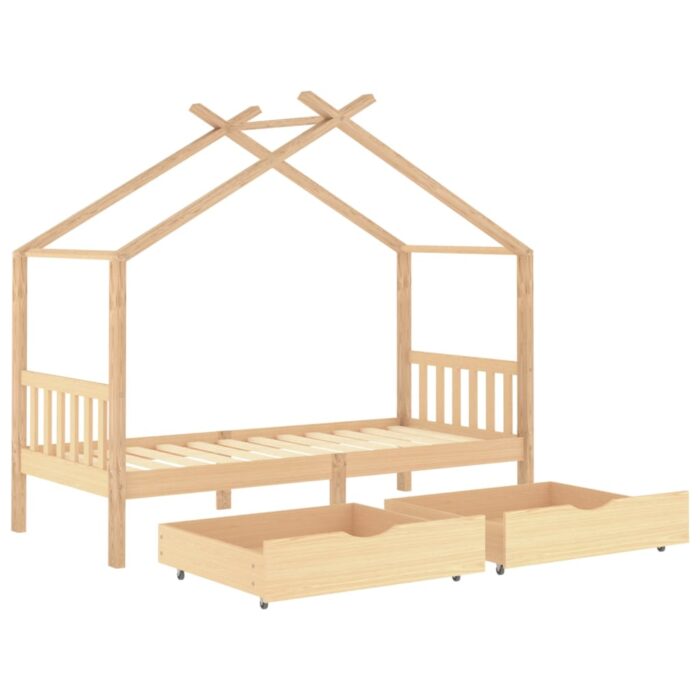 Cadre de lit enfant avec tiroirs bois de pin massif 90x200 cm – Image 3
