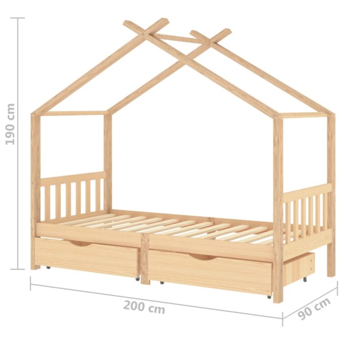 Cadre de lit enfant avec tiroirs bois de pin massif 90x200 cm – Image 5