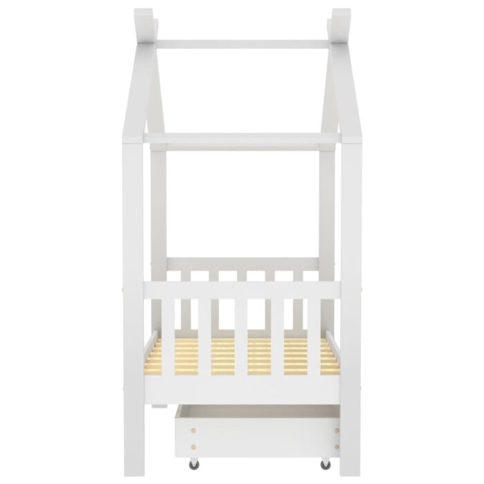 Cadre de lit enfant avec tiroir blanc pin massif 70x140 cm – Image 2