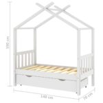 Cadre de lit enfant avec tiroir blanc pin massif 70x140 cm – Image 5