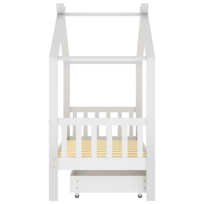 Cadre de lit enfant avec tiroir blanc pin massif 80x160 cm – Image 2