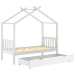 Cadre de lit enfant avec tiroir blanc pin massif 80x160 cm – Image 3