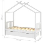 Cadre de lit enfant avec tiroir blanc pin massif 80x160 cm – Image 5