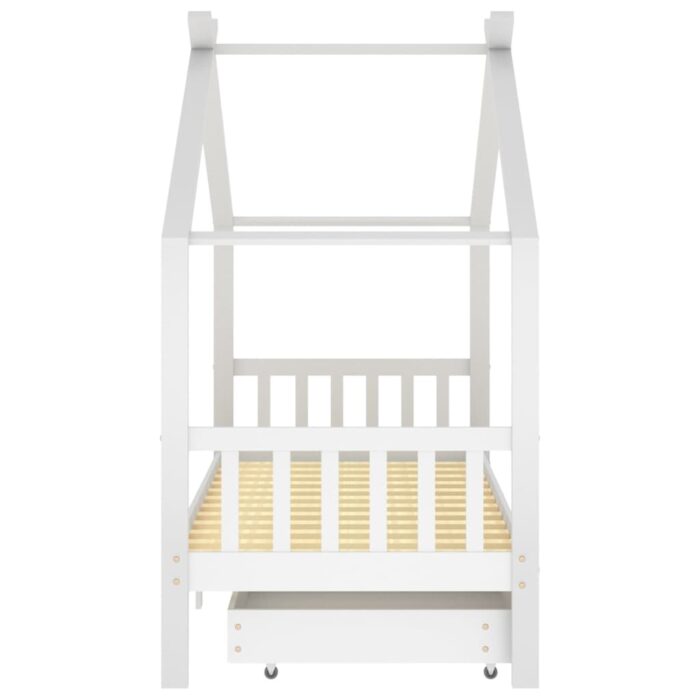 Cadre de lit enfant avec tiroirs blanc pin massif 90x200 cm – Image 2