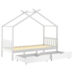 Cadre de lit enfant avec tiroirs blanc pin massif 90x200 cm – Image 3