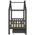 Cadre de lit enfant avec tiroir gris foncé pin massif 80x160 cm – Image 2