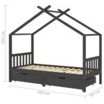 Cadre de lit d'enfant avec tiroirs Gris foncé Pin 90x200 cm – Image 5