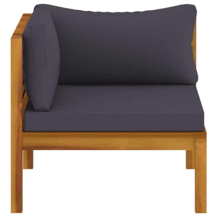 Canapés d'angle 2 pcs avec coussins gris foncé Bois d'acacia – Image 3