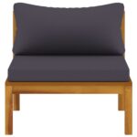 Salon de jardin 3 pcs avec coussins gris foncé Bois d'acacia – Image 3