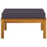 Salon de jardin 3 pcs avec coussins gris foncé Bois d'acacia – Image 7