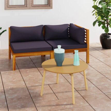 Ensemble de canapés 2pcs avec coussins gris foncé Acacia solide