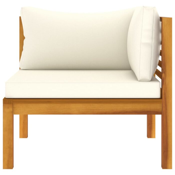 Ensemble de canapés 2 pcs et coussins blanc crème Acacia solide – Image 3