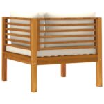 Ensemble de canapés 2 pcs et coussins blanc crème Acacia solide – Image 5