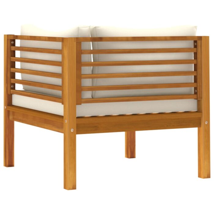 Ensemble de canapés 2 pcs et coussins blanc crème Acacia solide – Image 5