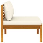 Ensemble de canapés 2 pcs et coussins blanc crème Acacia solide – Image 7